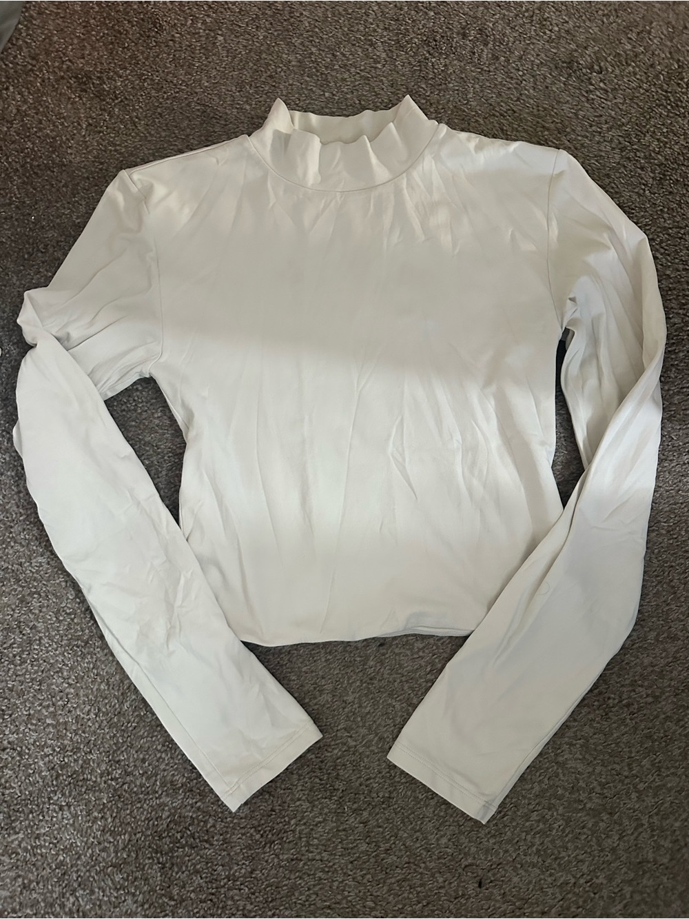 Babaton White Long-Sleeve Mock Neck Top